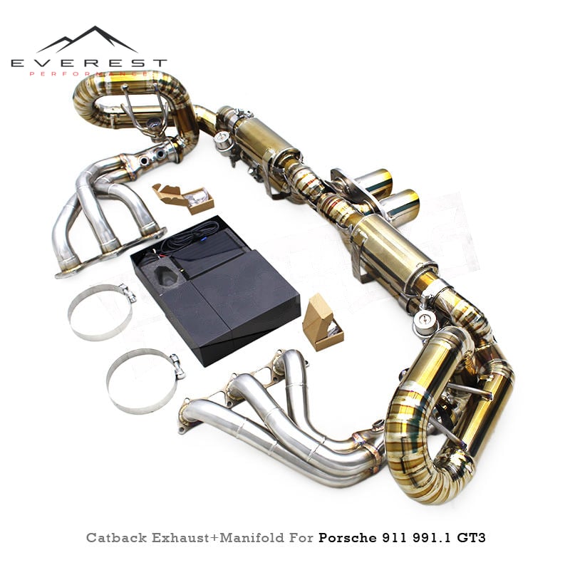 Custom Valved Sport Exhaust System for Porsche 911 991/991.1/991.2 GT3 4.0L 2015-2018 Titanium Catback Equal Length Manifold