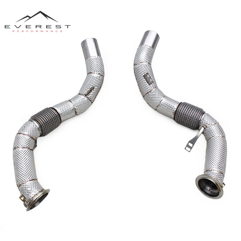 SS304 Exhaust Downpipe for BMW M550/M550i G30/N63 4.4TT 2019-2025 With Heat Shield Free Flow Downpipes