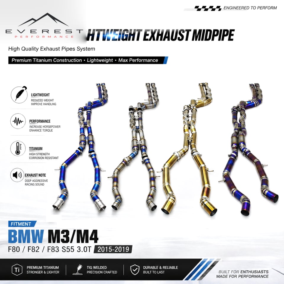 Racing 2.75"/2.5"inch Titanium Lightweight Exhaust Midpipe for BMW M3/M4 F80/F82/F83 S55 3.0T 2015-2019 Equal Length Pipe System