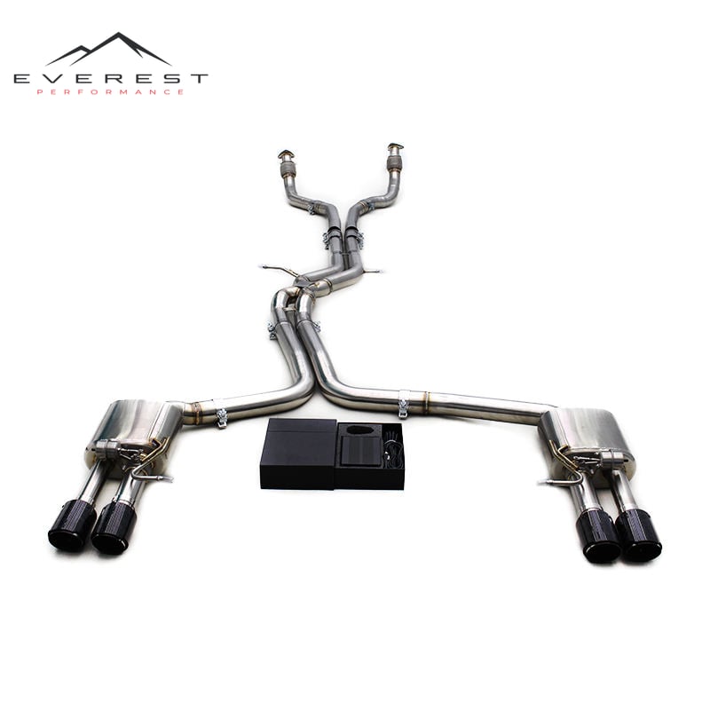 Stainless Steel Exhaust System for Audi S6/S7 C7 4.0T 2013-2018 Vacuum Valve Muffler Catback Carbon Black Tips
