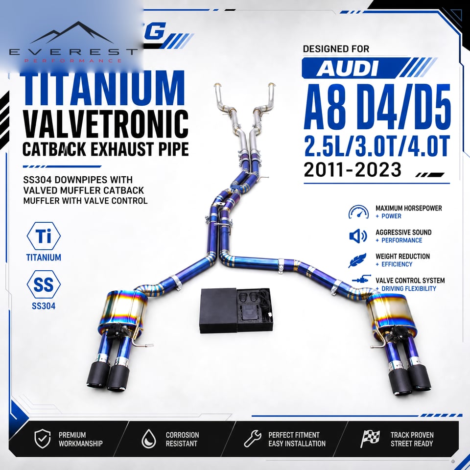 Racing Titanium Valvetronic Catback Exhaust Pipe for Audi A8 D4/D5 2.5L/3.0T/4.0T 2011-2023 SS304 Downpipes With Valved Muffler