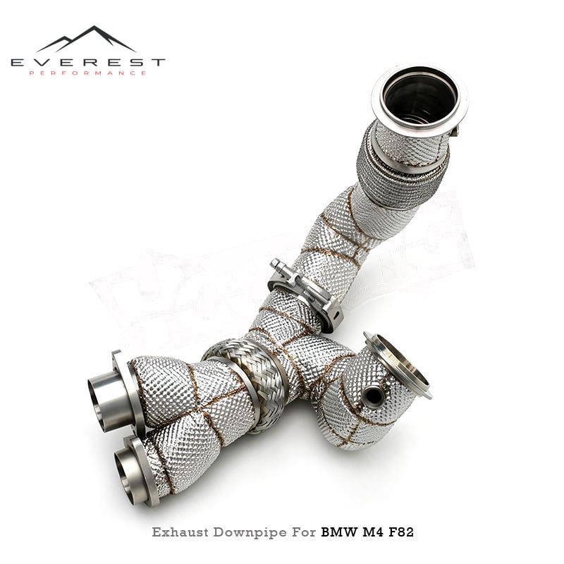 Stainless Steel Exhaust Downpipe X Pipes for BMW M3/M4 F80/F82/F83 S55 3.0T 2014-2019 Free Flow Exhaust Pipe with Heat Shield