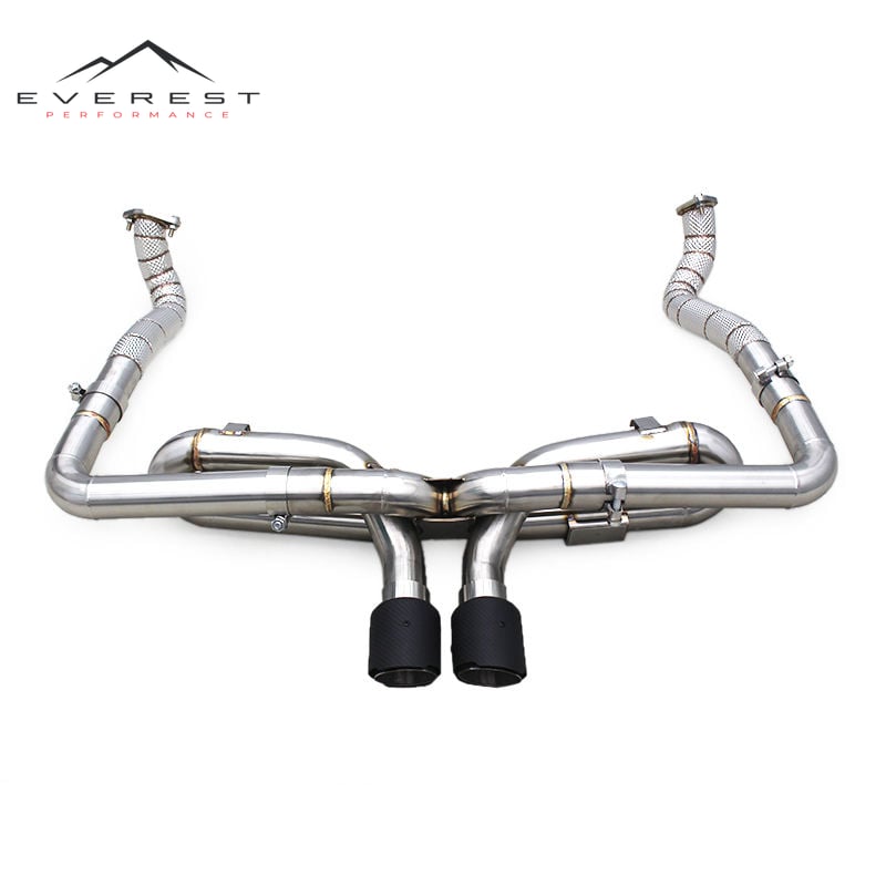 Straight-through Axle Back for Porsche 718 Boxster/Cayman 2.0T 2016-2023 Stainless Steel Exhaust Pipe With Carbon Fiber Tips