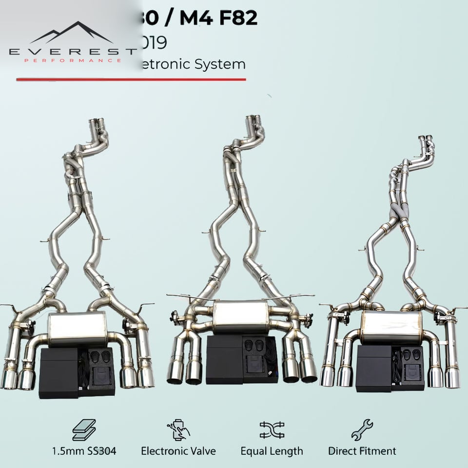 SS304L Exhaust Pipe System for BMW M3 F80 M4 F82 3.0T 2014-2019 With Z Pipe Equal Length Mid Pipe Valvetronic Catback Exhaust