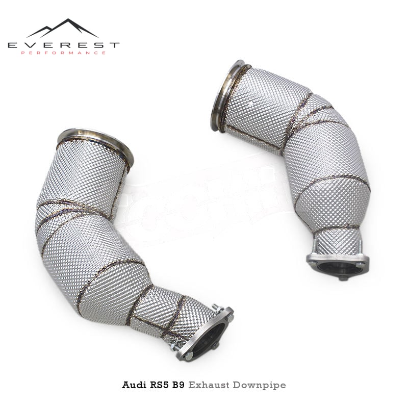 SS304 Exhaust Downpipe for Audi RS4/RS5 B9/B9.5 2.9T 2017-2023 High Flow Catted Downpipe 100/200/300 Cell With Heat Shield