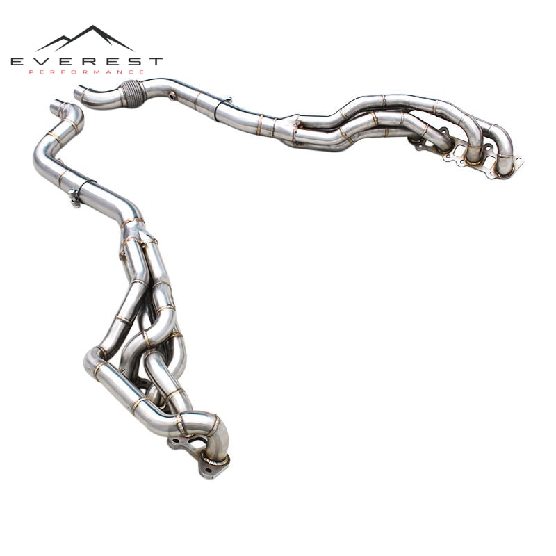 Stainless Steel Free Flow Manifold Header for Ford Mustang 5.0L 2015-2024 Brushed Long Tube Header Exhaust System