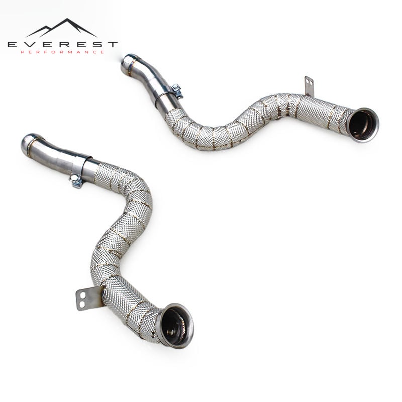 SS304 Exhaust Downpipe for Mercedes-Benz S560 4.0TT W222 2017-2023 With Heat Shield Free Flow Downpipes