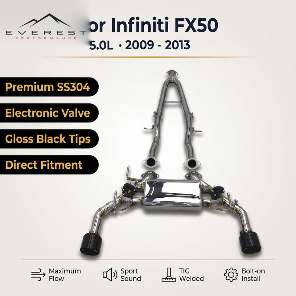 SS304 Exhaust Pipe System for Infiniti FX50 5.0L 2009-2013 Sport Car High Quality Electronic Valve Catback Exhaust