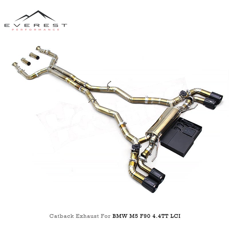 Auto Titanium Exhaust Pipes for BMW M5/M6 F90 LCI 4.4TT 2018-2024 Valvetronic Catback M Performance Tips With Remote Control