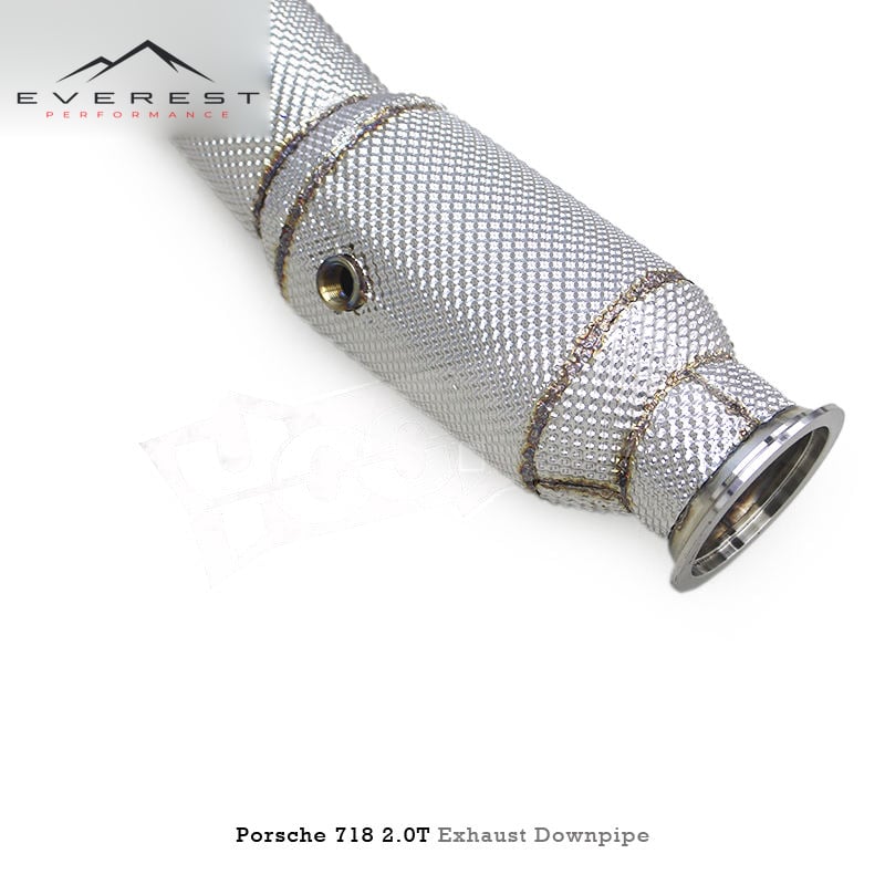 SS304 Downpipe for Porsche 718 Boxster Cayman 2.0T 2016+With Heat Shield High-flow Pipe 100/200/300 Cell