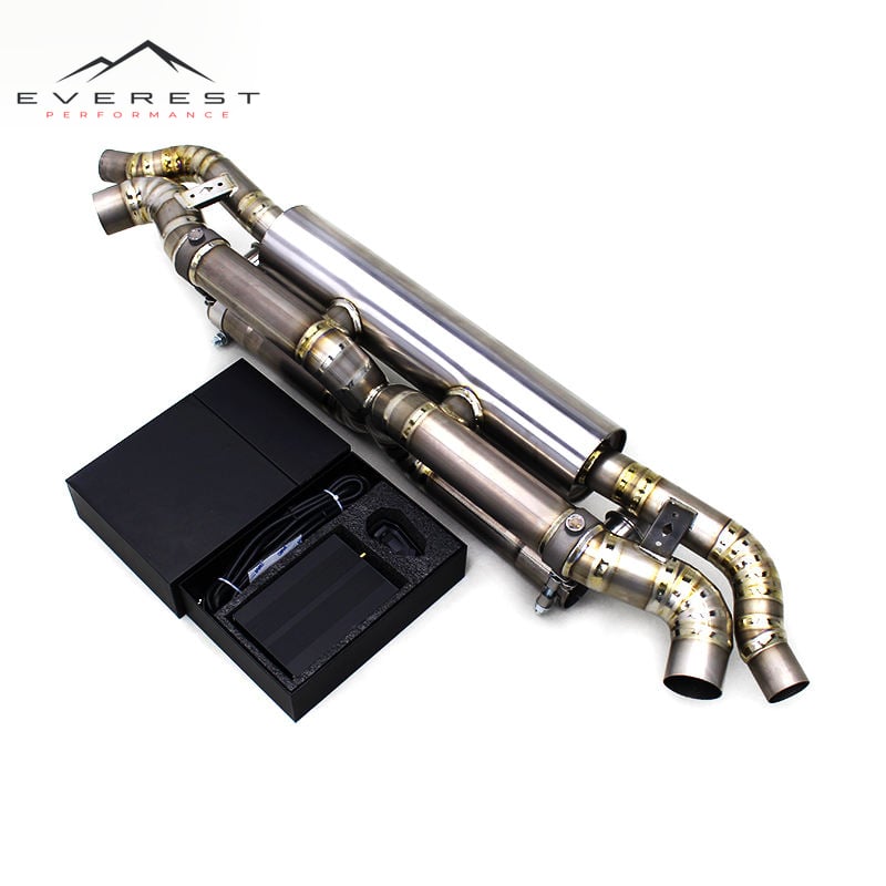 Racing Titanium Catback Exhaust Pipes for Porsche 911 991/991.2 Turbo 2017-2019 With Valved Muffler Street Sport Exhaust System