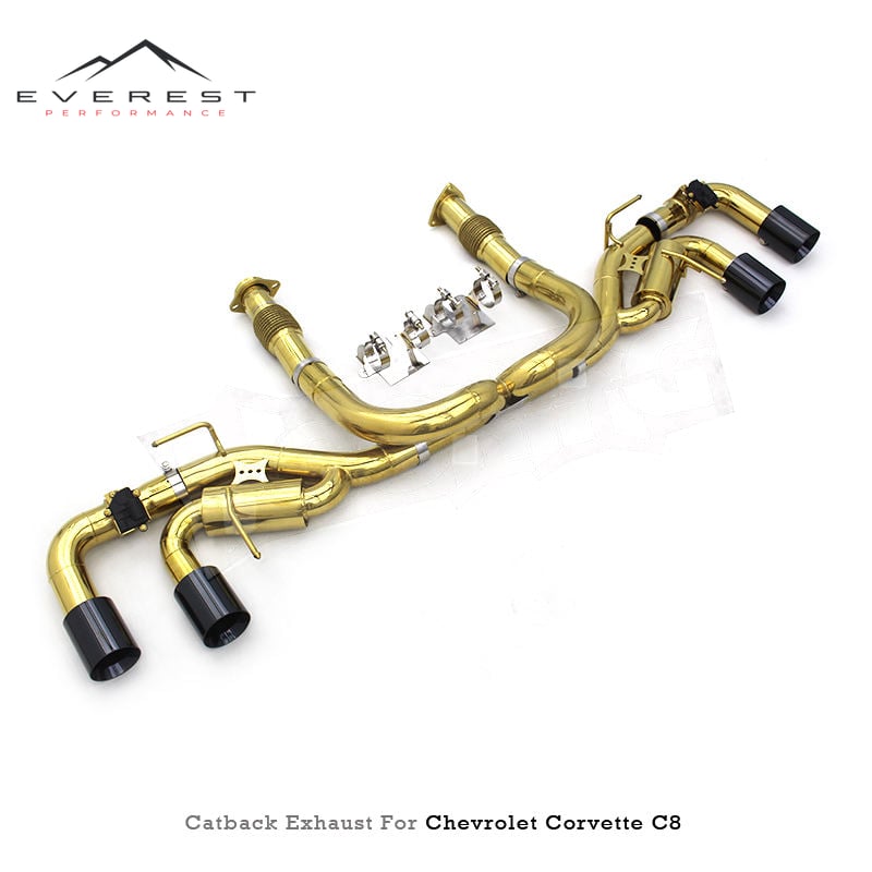 Racing Valvetronic Catback Exhaust Pipes System for Chevrolet Corvette C8 2019-2025 Valved Muffler Plating Golden Exhaust