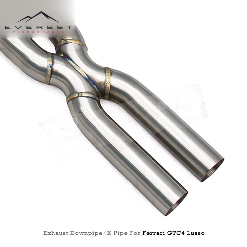 Exhaust Downpipe with Catalyst 100/200/300 Cell for Ferrari FF/GTC4 Lusso V12 6.3L 2016+ Racing Stainless Steel X Pipe