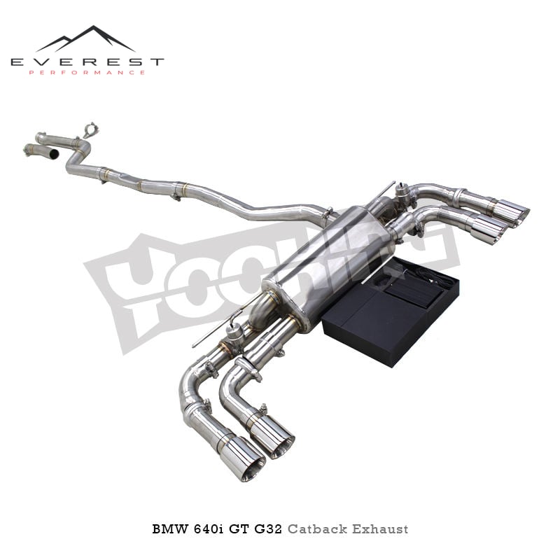 Racing SS304 Catback Exhaust Pipes System for BMW 640/640i/640GT/GT G32 2017-2021 Vacuum Valved Muffler Exhaust With Silver Tips
