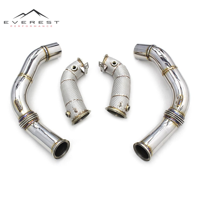 Free Flow Downpipe for BMW M5 F90 4.4T 2018-2023 Stainless Steel Exhaust Pipe Heat Shield Straight Down Pipe