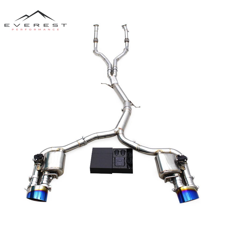 Race High Performance Exhaust Pipe for Audi RS4/RS5 B9/B9.5 2.9T 2017-2024 Valvetronic Catback Muffler With RS Burnt Blue Tips