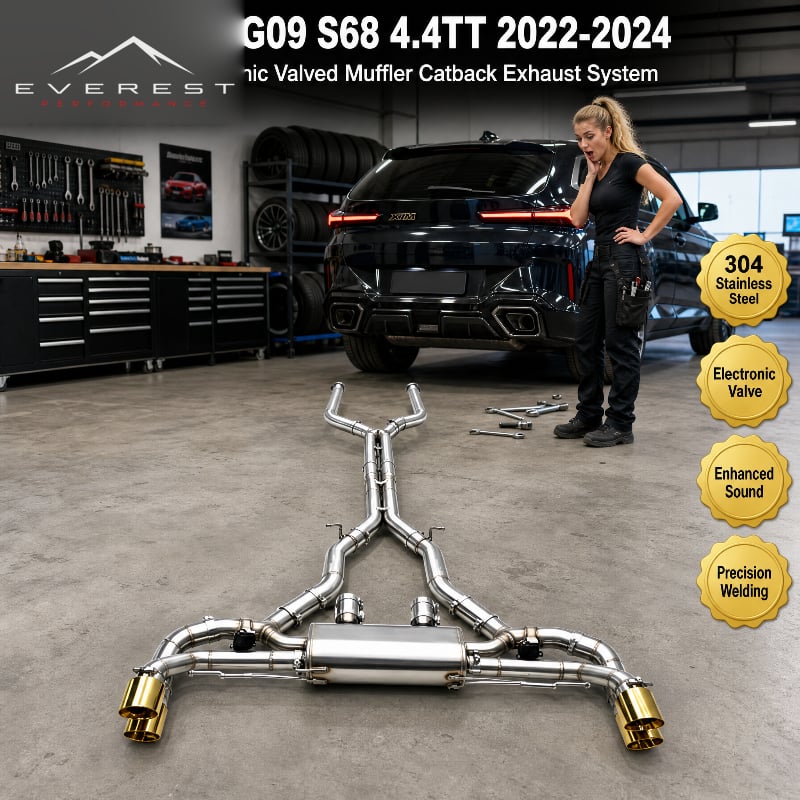 SS304 Steel Performance Catback Exhaust Pipe System for BMW XM G09 S68 4.4TT Label 2022-2024 Electronic Valve Muffler
