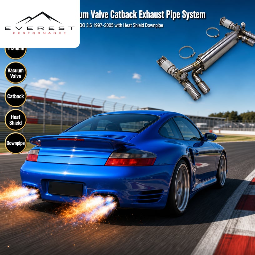 Titanium Vacuum Valve Catback Exhaust Pipe System for Porsche 911 996 TURBO 3.6 1997-2005 with Heat Shield Downpipe