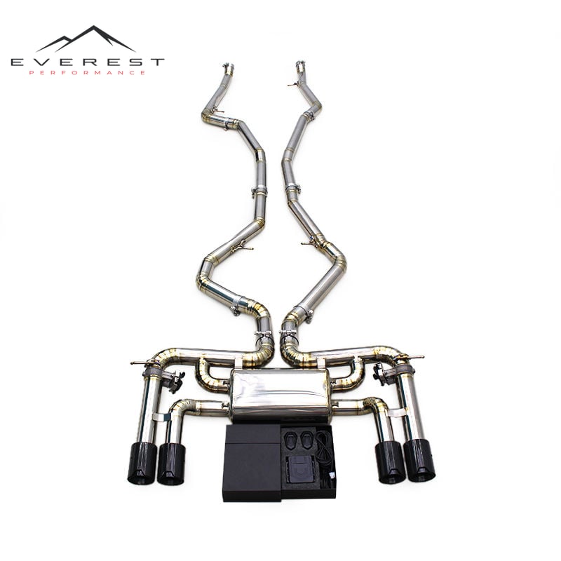 Titanium Silver Catback for BMW X5M/X6M F85/F86 4.4TT 2015-2019 With M Performance Black Tips Tuning Exhauster System