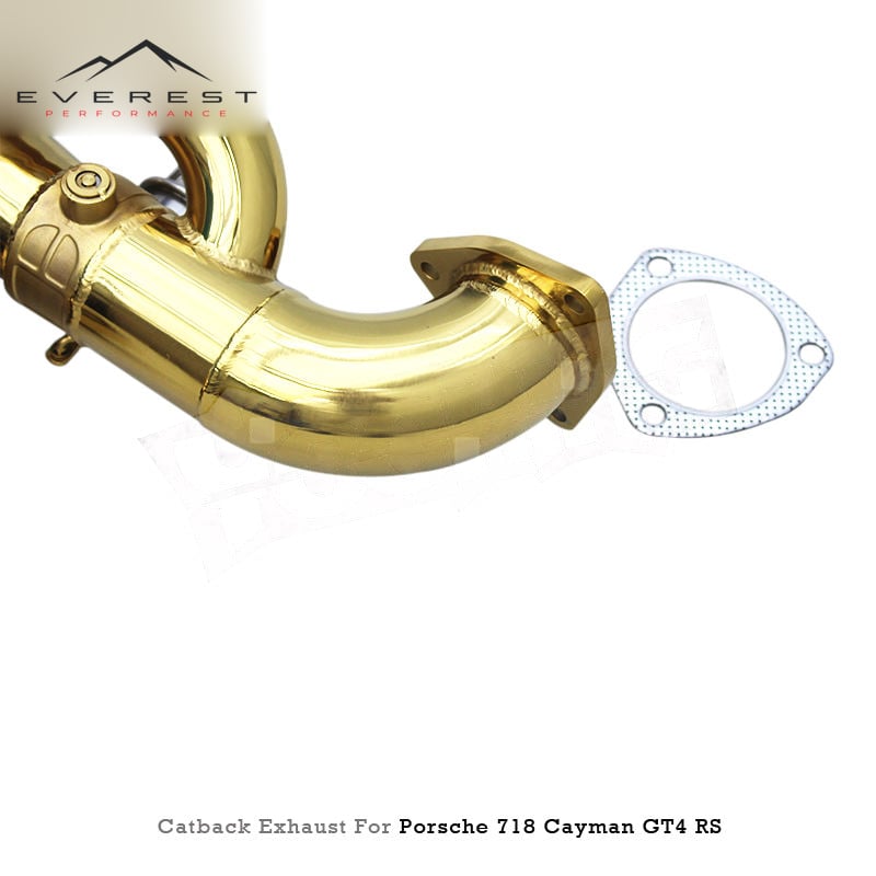 SS304 Exhaust Pipe System for Porsche 718 Cayman GT4 RS 4.0L 2022-2025 Plate Gold Vacuum Valve Catback Exhaust Pipes