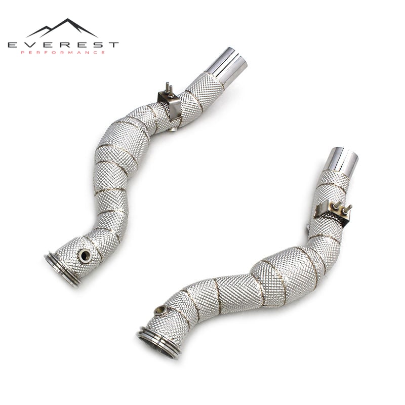 SS304 Exhaust Downpipe for Maserati Ghibli 3.0T 2020-2023 100 200 300 Cell High Flow Catted Downpipe With Heat Shield