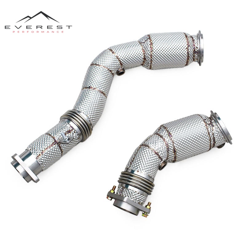 Racing Stainless Steel Catted Downpipe With Heat Shield for BMW M3/M4 F80/F82/F83 S55 3.0T 2014-2019 Street Exhaust Header