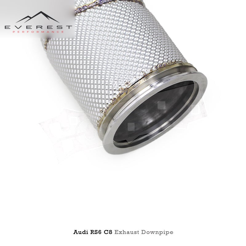 SS304L Exhaust Downpipe for Audi RS6 C8 4.0T 2021-2023 Heat Shield Straight Through/ High-flow Pipe 100/200/300 Cell