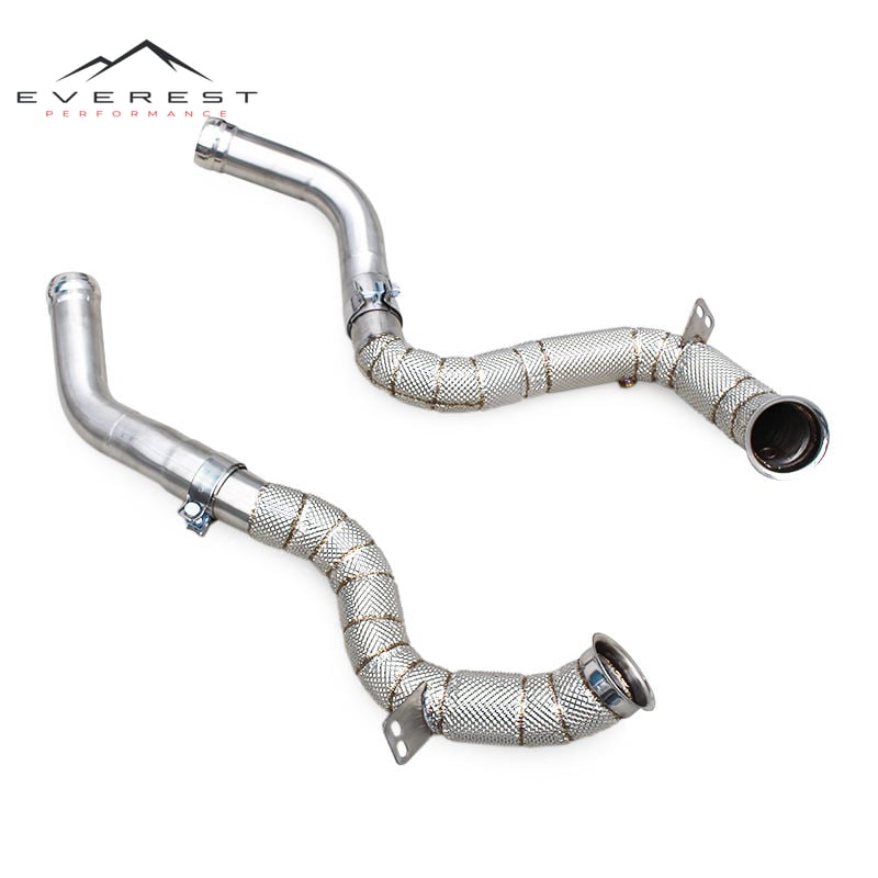 SS304 Exhaust Downpipe for Mercedes E63 E63S AMG W213 4.0TT 2016-2023 Free Flow Downpipe With Heat Shield