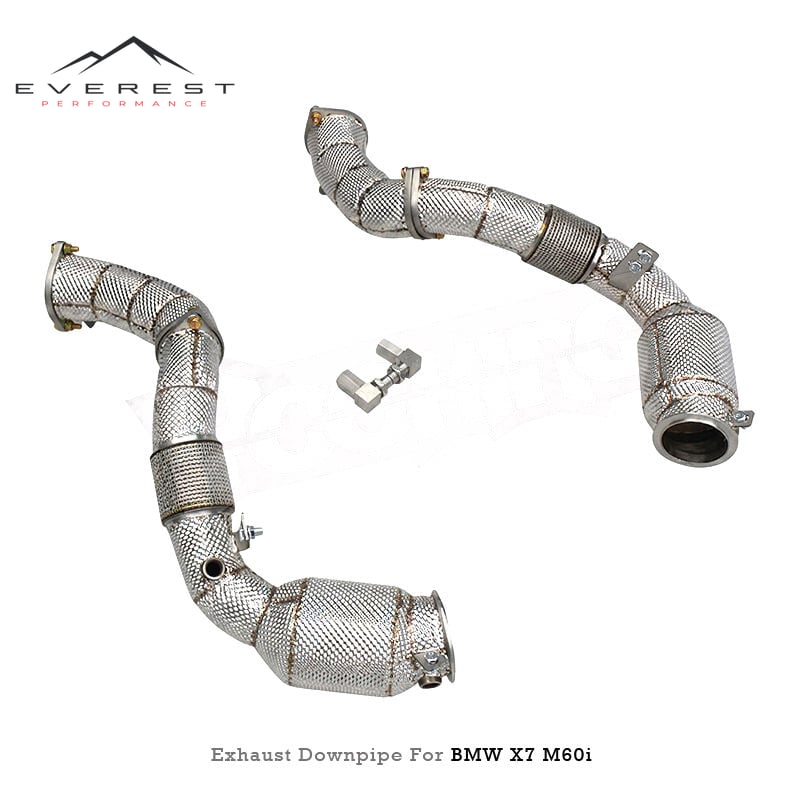 SS304L Exhaust Downpipe for BMW X7 M60i 4.4TT 2020-2026 Racing With Heat Shield High Flow Catted Downpipe 100/200/300 Cell