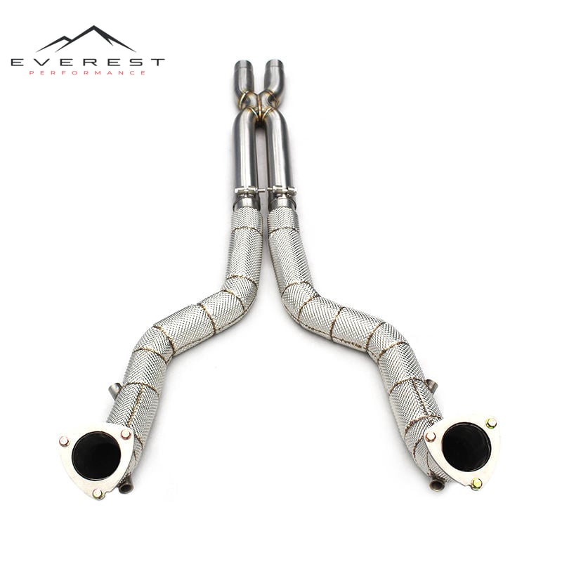 SS304 Downpipe X Pipe for Maserati Gran Turismo/GT 4.2L/4.7L 2008-2023 Straight Exhaust Pipe with Heat Insulation Cover