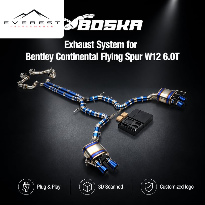 Custom Valvetronic Exhaust System for Bentley Continental Flying Spur W12 6.0T 2019-2024 SS304 Downpipe Titanium Catback