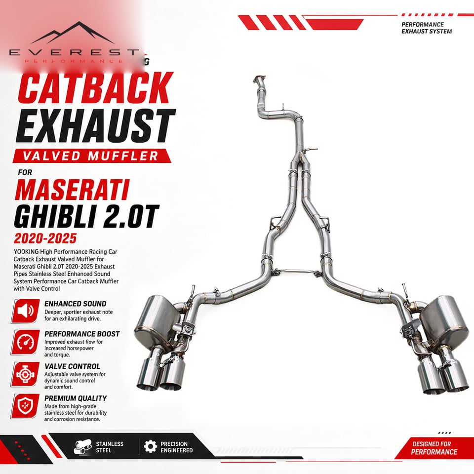 Racing Catback Exhaust Valved Muffler for Maserati Ghibli 2.0T 2020-2025 Exhaust Pipes Stainless Steel Enhanced Sound System