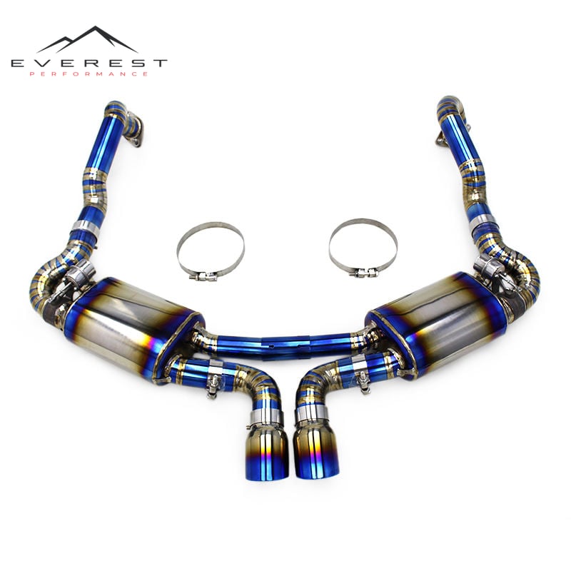 Titanium Catback for Porsche Cayman 981 GTS 3.8L 2013-2015 Muffler Vacuum Valve Exhaust Pipes Burnt Blue Tips