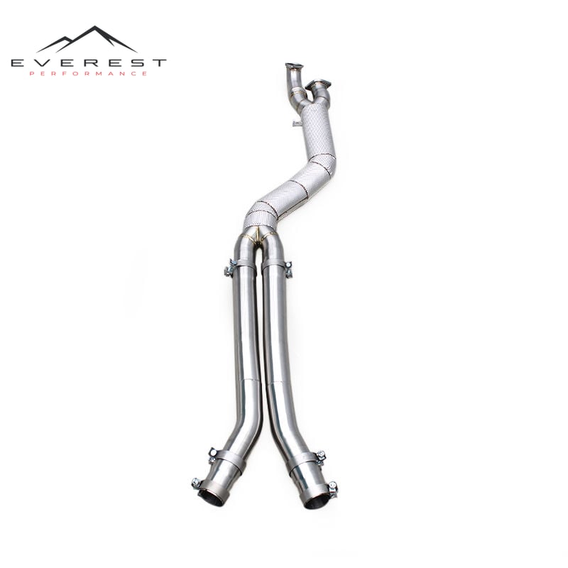 Single Midpipe for BMW M3/M4 G80/G82/G83 S58 3.0T 2021-2024 4inch Heat Shield Exhaust Pipe With Resonator