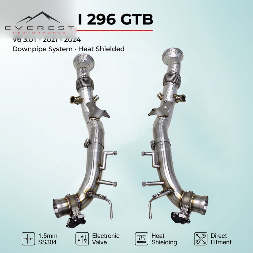 SS304 Turbo Catback Exhaust for Ferrari 296 GTB V6 3.0T 2021-2024 Downpipe Front Pipes Valved Sport Exhaust System