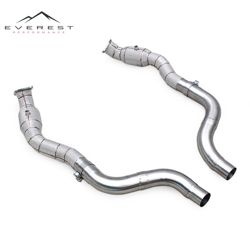 SS304 Exhaust Downpipe for Dodge Challenger 6.4L 2019+ with Catalyst Catted 100/200/300 Cell Exhaust Header Downpipe