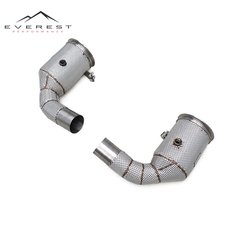 SS304 Exhaust Downpipe for Porsche 911 992 3.0T 2019-2024 With Heat Shield High Flow Catted Downpipe 100/200/300 Cell