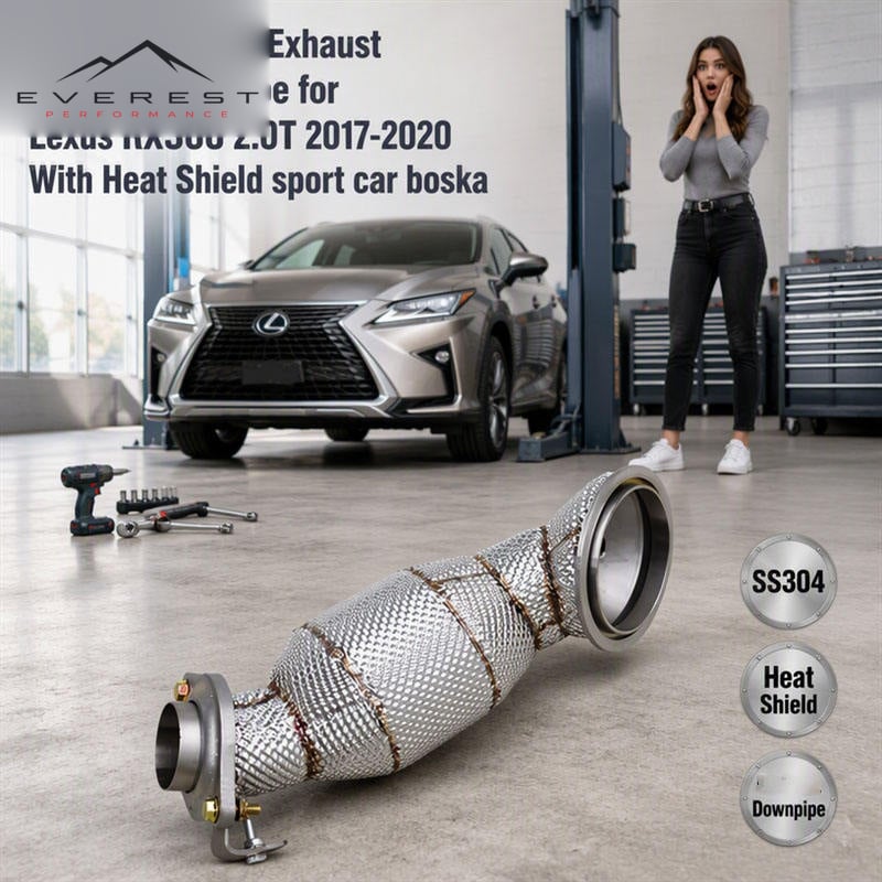 SS304 Straight Exhaust Free Flow Downpipe for Lexus RX300 2.0T 2017-2020 With Heat Shield Sport Car