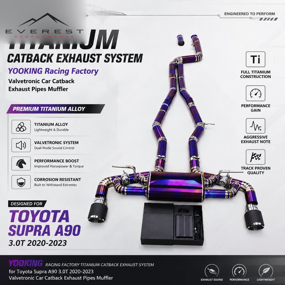 Racing Titanium Alloy Mirror Polished 1.2mm Catback Exhaust System for Supra A90 3.0T 2020-2023