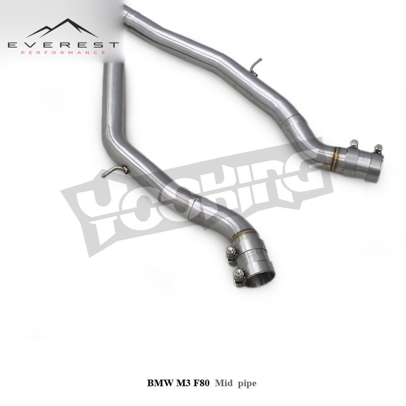 SS304 Equal Length Exhaust Mid Pipe for BMW M3 M4 F80 F82 F83 S55 3.0T 2014-2019 Performance Middle Tube with Resonator