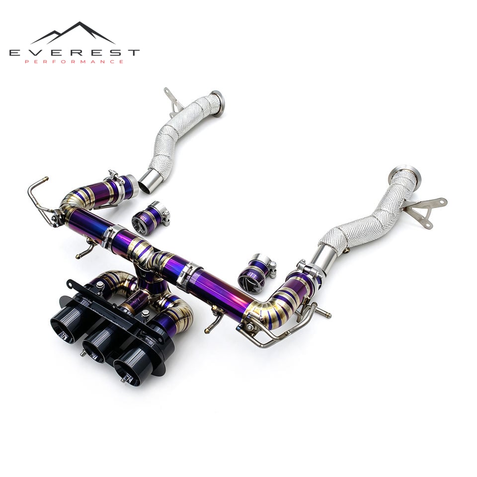 Titanium Catback Exhaust System for Ferrari 458 4.5L 2011-2016 Full Direct Exhaust Pipe Valved Muffler with Black Tips