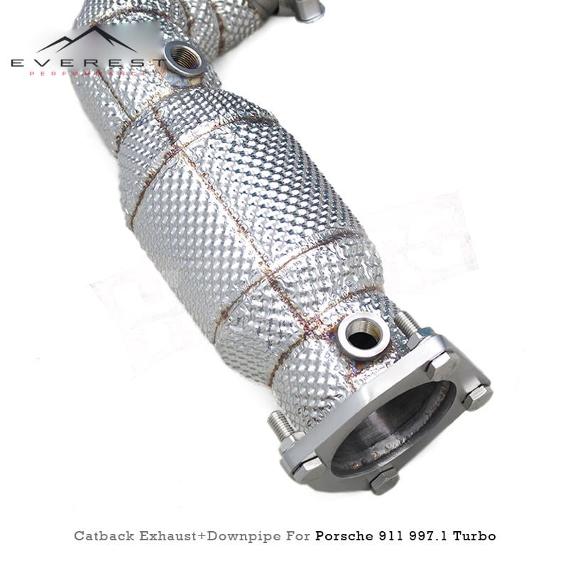 Exhaust Pipe System for Porsche 911 997.1 Turbo 3.6T 2004-2007 SS304L Catted Downpipe Titanium Vacuum Valve Catback Exhaust