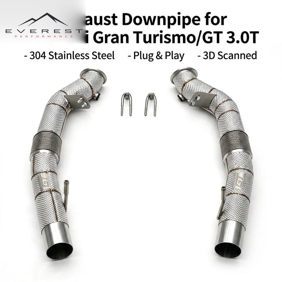 Custom Header Straight Downpipe for Maserati Gran Turismo/GT 3.0T 2025+ Stainless Steel Exhaust Free Flow System
