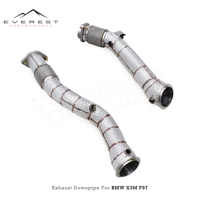 SS304 Straight Downpipe with Heat Shield Exhaust Pipes for BMW X3M/X4M F97/F98 Competition 3.0T 2019-2023