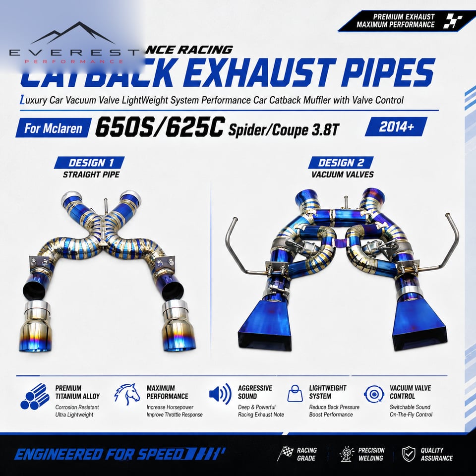 Racing Titanium Catback Exhaust Pipes System for Mclaren 650S/625C Spider/Coupe 3.8T 2014+ With Muffler SS304 Free Flow Downpipe