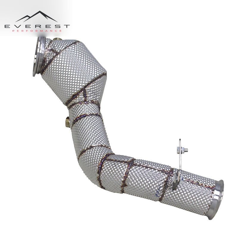 Racing SS304L Exhaust Downpipes for Mercedes Benz C200 C250 C300 W205 2015-2021 High Flow Catted Downpipes With Heat Shield