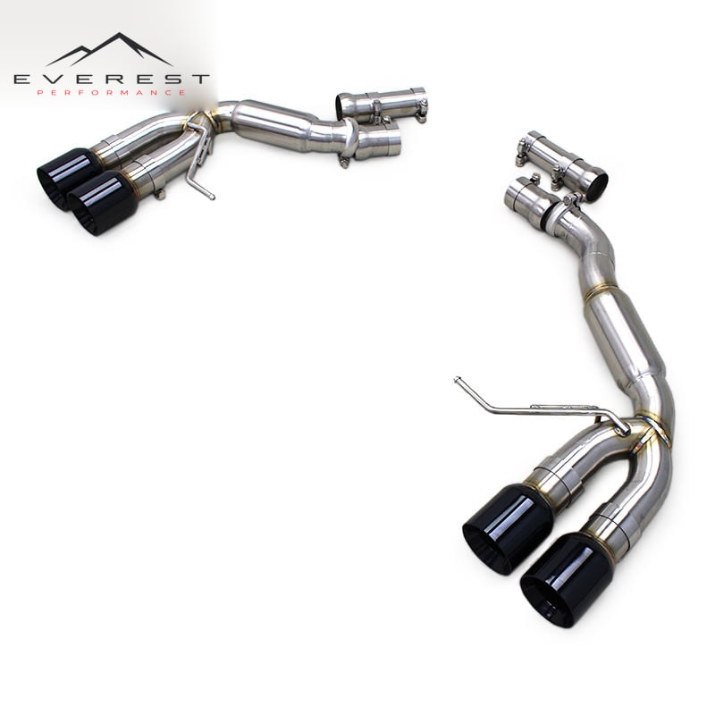 Rear Section for Porsche Macan GTS 3.0T 2014-2017 Stainless Steel Exhaust Pipe Axle Back Muffler Resonator With Black Tips