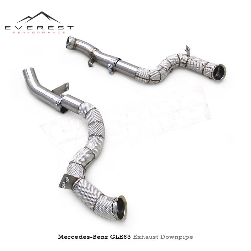 Racing Stainless Steel Exhaust Downpipe for Mercedes-Benz GLE63 AMG 4.0TT W167 2020-2023Free Flow Heat Shield Track Section Pipe