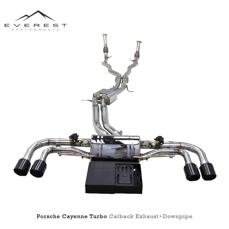 SS304L Exhaust Pipe System for Porsche Cayenne Turbo V8 4.0T 2018-2023 Electronic Valves Are Equipped with Remote Controllers.