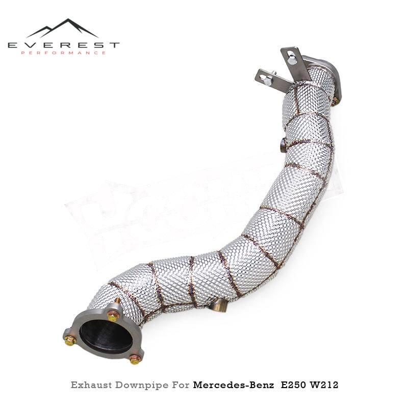Stainless Steel Free Flow Downpipe Exhaust Pipe System for Mercedes-Benz E250/E300 W212 1.8T 2009-2012 With Heat Shield